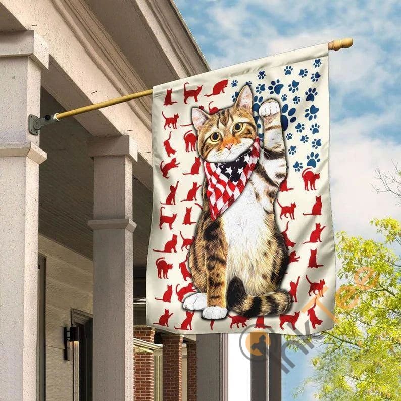 Love Cat 4th Of July Kitty Kitten Happy American Us Independence Da Sku 0267 House Flag