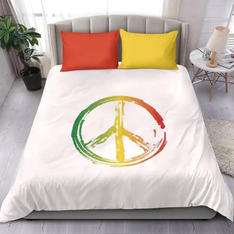 70's Style Classic Hippie Style Color Trendy Perfect Jamaican Bedroom Decor Quilt Bedding Sets