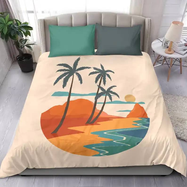 Colorful Beach Landscape Beach Day By The Ocean Quilt Bedding Sets