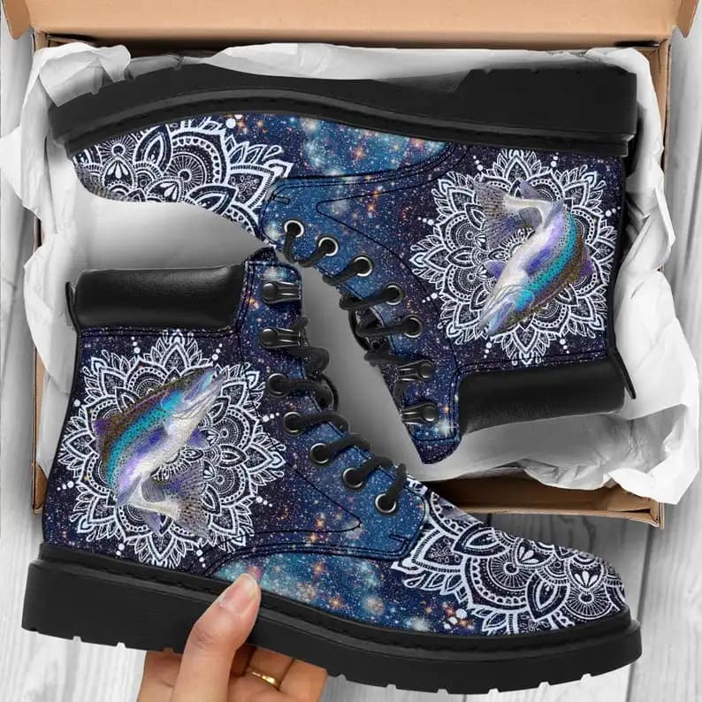 Custom Animal Trout Mandalas Galaxy Style Gift For Astronomy Lover All Season Boot