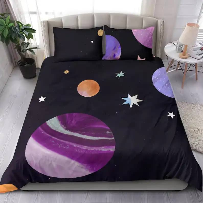 Custom Black Sky Galaxy Quilt Bedding Sets