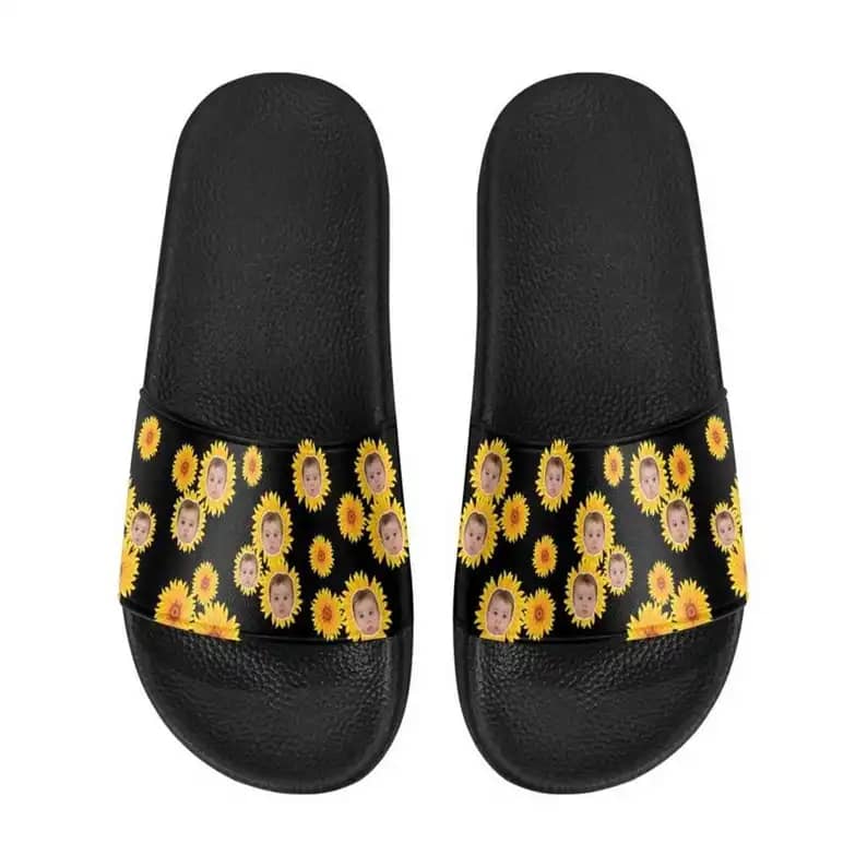 Custom Face Sunflower Slide Sandals