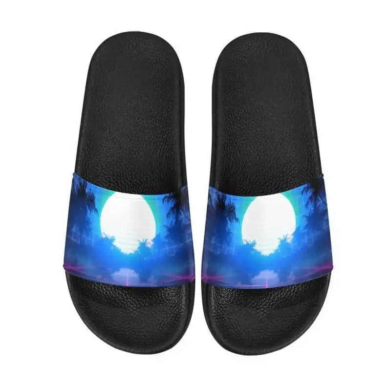 Retro Blue Sun Slide Sandals