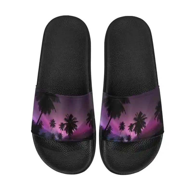 Retro Dark Palms Slide Sandals