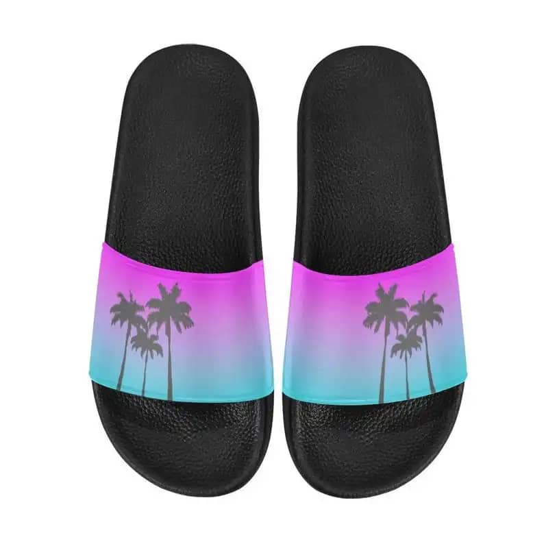 Retro Pastel Palms Slide Sandals