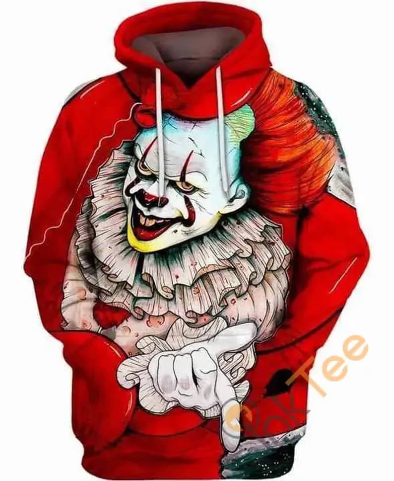 It Pennywide The Clown Red Hoodie 3d