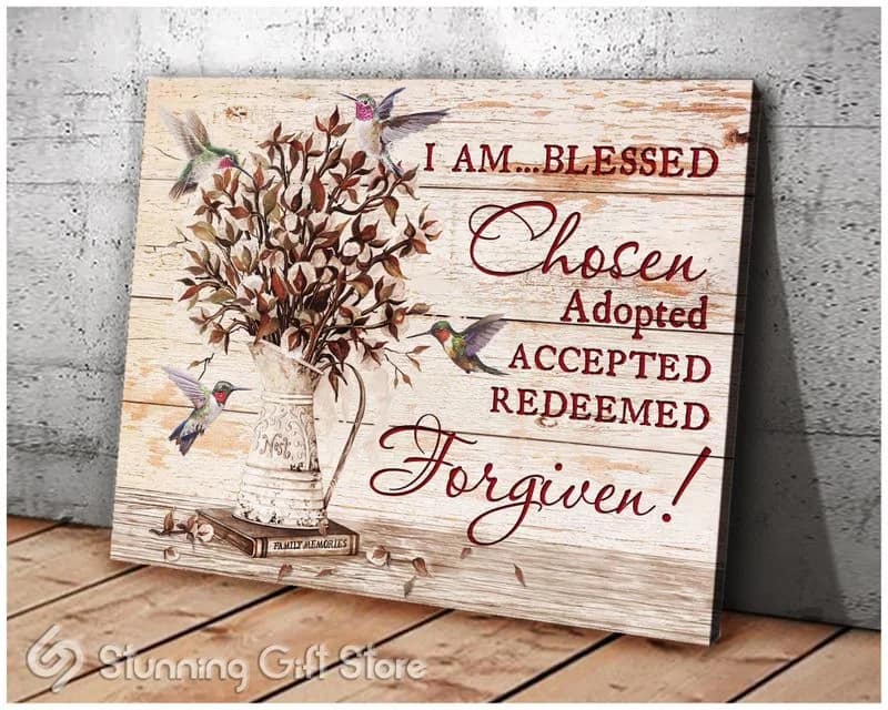 Hummingbird I Am Blessed Unframed / Wrapped Canvas Wall Decor Poster