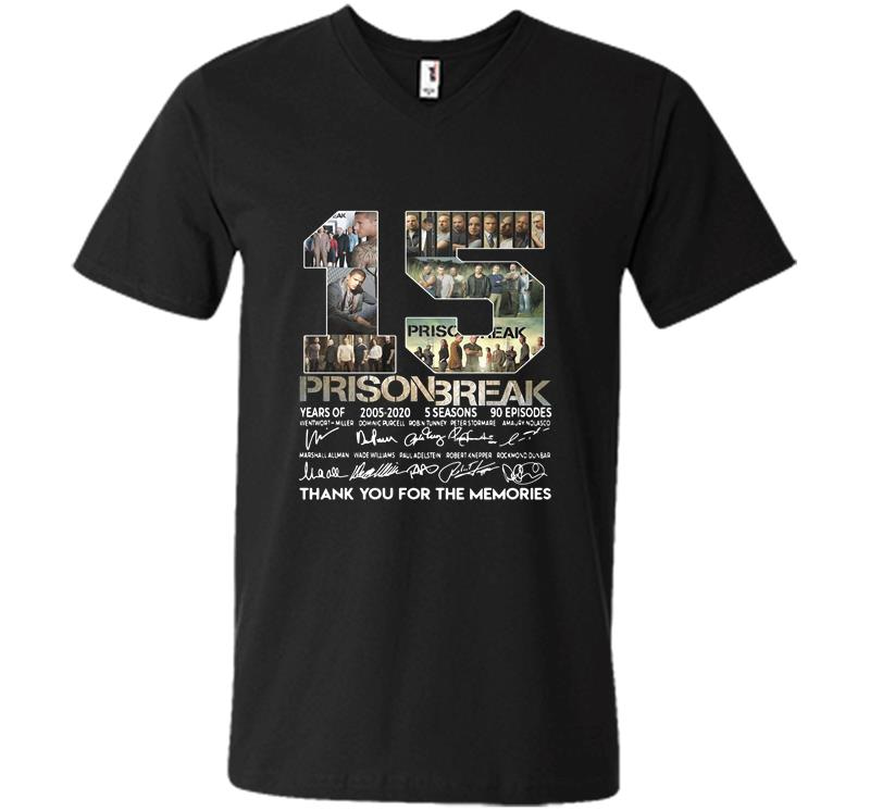 15th Years Of Prison Break 2005-2020 signature thank you for the memories V-neck T-shirt