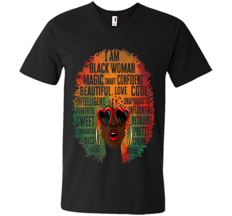 African-american Queen I Am Black Woman History Month Pride V-neck T-shirt