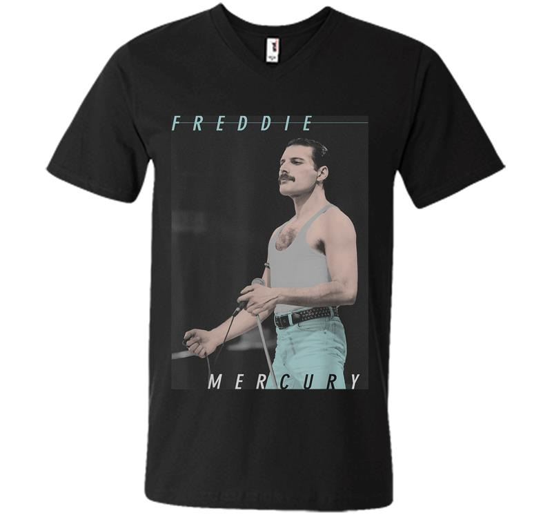 Freddie Mercury Official Blue Jeans Live Icon V-neck T-shirt
