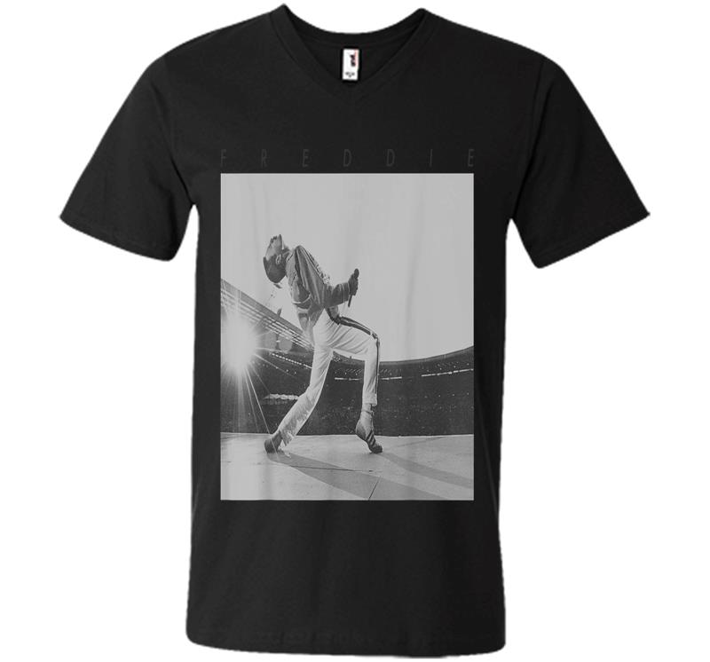 Freddie Mercury Official Howl Stage Icon B&w Photo V-neck T-shirt