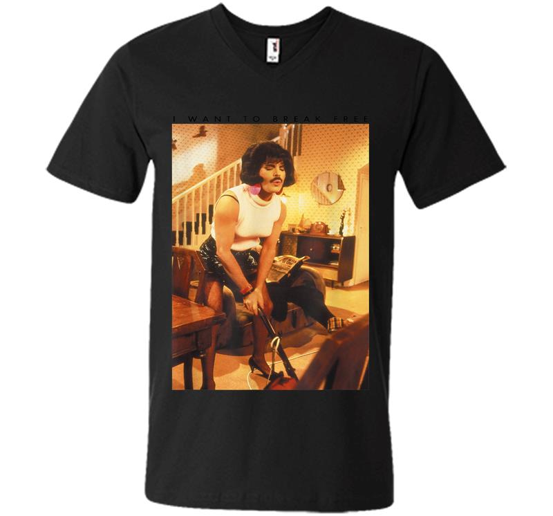 Freddie Mercury Official I Want To Break Free Hoover V-neck T-shirt