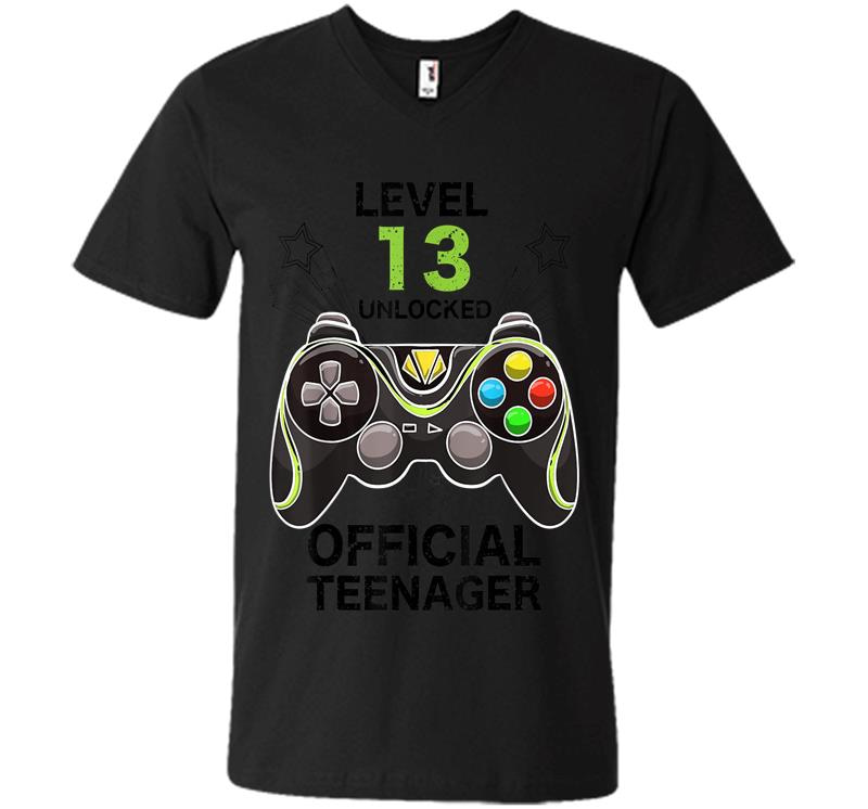 Funny Level 13 Unlocked Official Nager Cool Birthday V-neck T-shirt