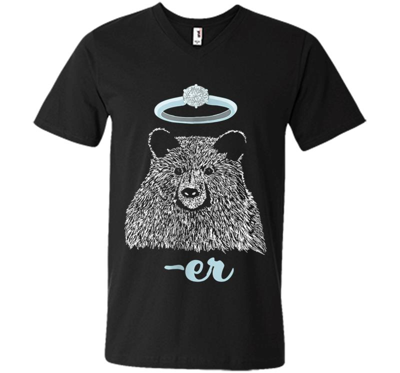 Funny Wedding Ring Bearer Bear V-neck T-shirt