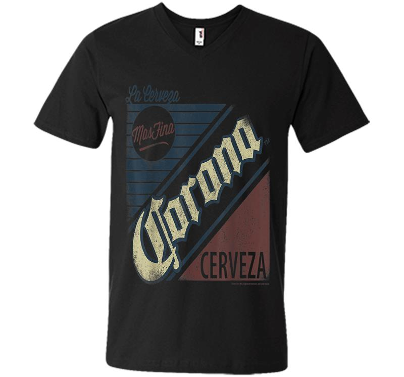 Grey Corona Logo Short Sleeve Adult V-neck T-shirt