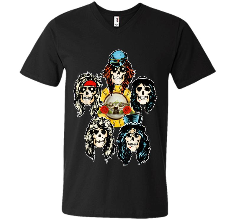 Guns N' Roses Official Skull Heads V-neck T-shirt