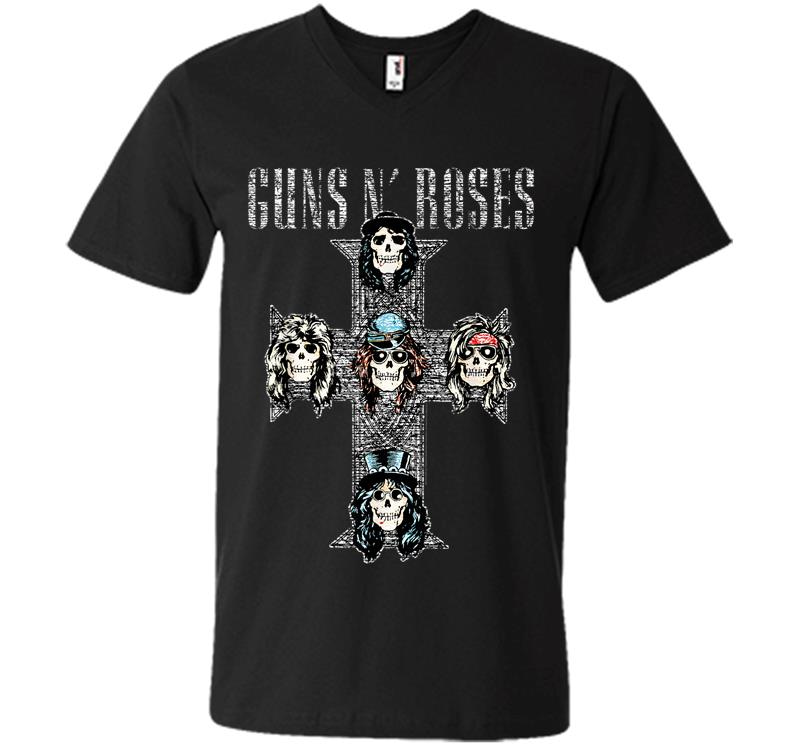 Guns N' Roses Official Vintage Cross V-neck T-shirt