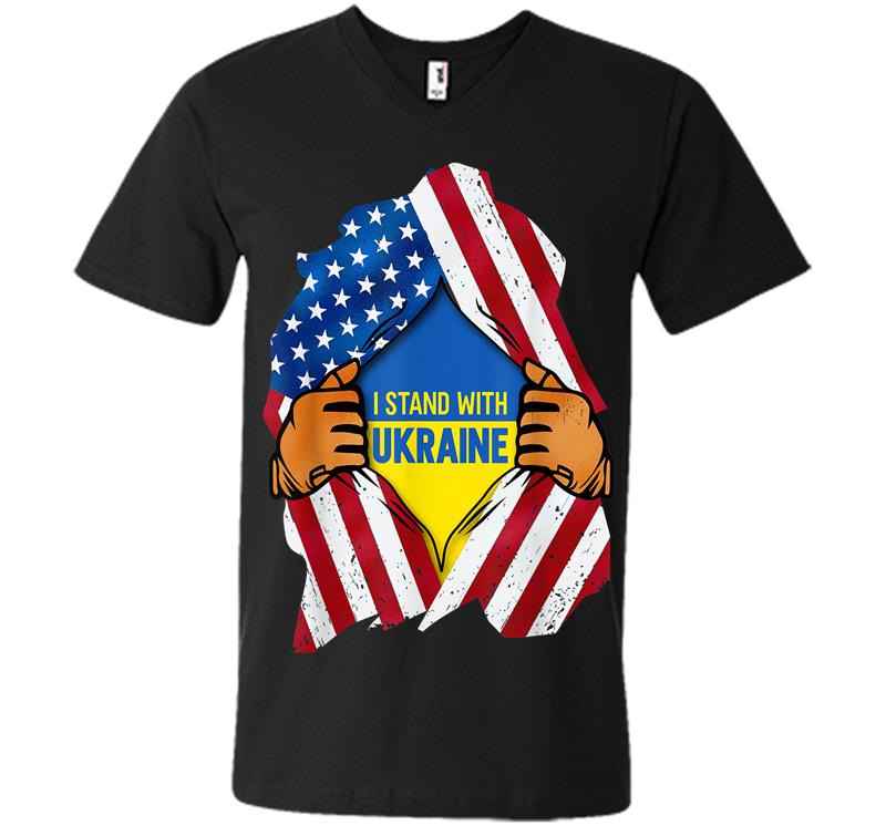I Stand With Ukraine Support Ukraine Ukrainian Flag V-neck T-shirt