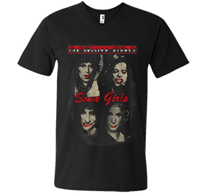 Rolling Stones Official Red Lipstick Some Girls V-neck T-shirt