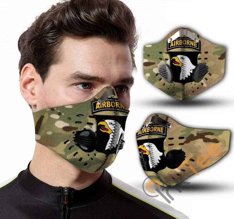 101st Airborne Division Camo Filter Activated Carbon Pm 2.5 Fm Face Mask