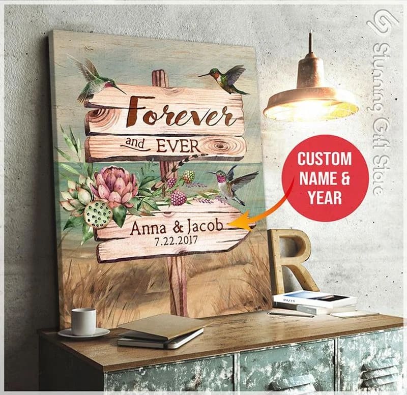 Custome Name Hummingbird Forever And Ever Unframed / Wrapped Canvas Wall Decor Poster