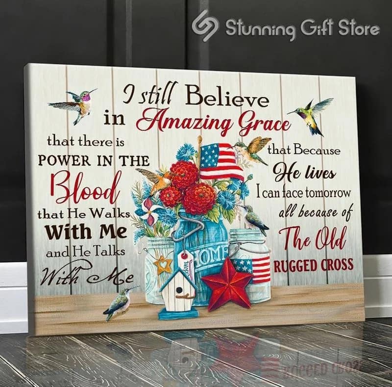 Hummingbird I Still Believe In Amazing Grace Unframed / Wrapped Canvas Wall Decor Poster