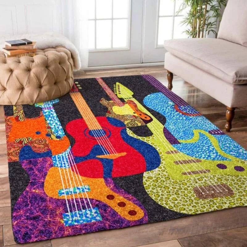 Colorful Guitar Rectangle Limited Edition Amazon Best Seller Sku 264468 Rug