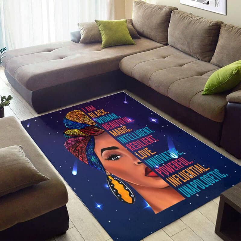 Beautiful African American Cute Black Queen I Am Woman Magic Large Inspired Home Rug