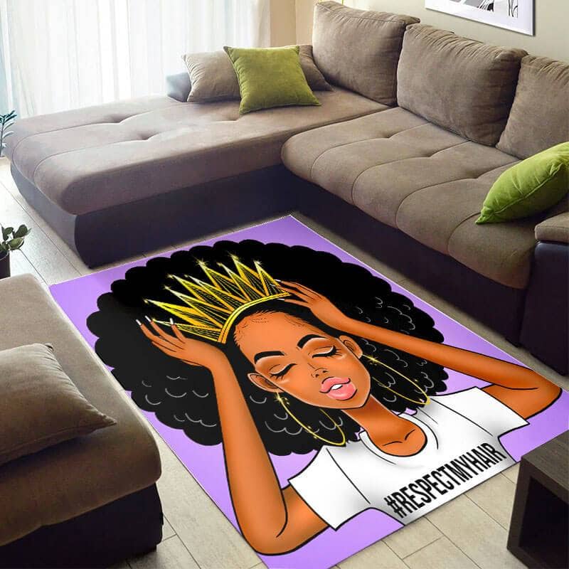 Cool African Cute American Afro Lady Large Inspired Home Rug