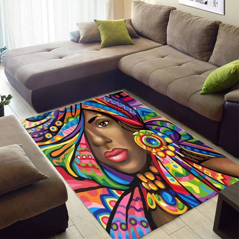 Cool African Style Beautiful Afrocentric Afro Girl Large Rug