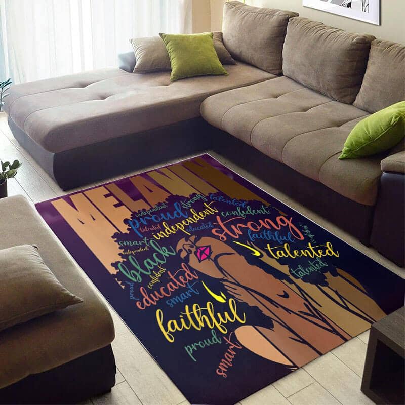 Trendy African American Fancy Themed Melanin Woman Independent Strong Carpet Living Room Rug