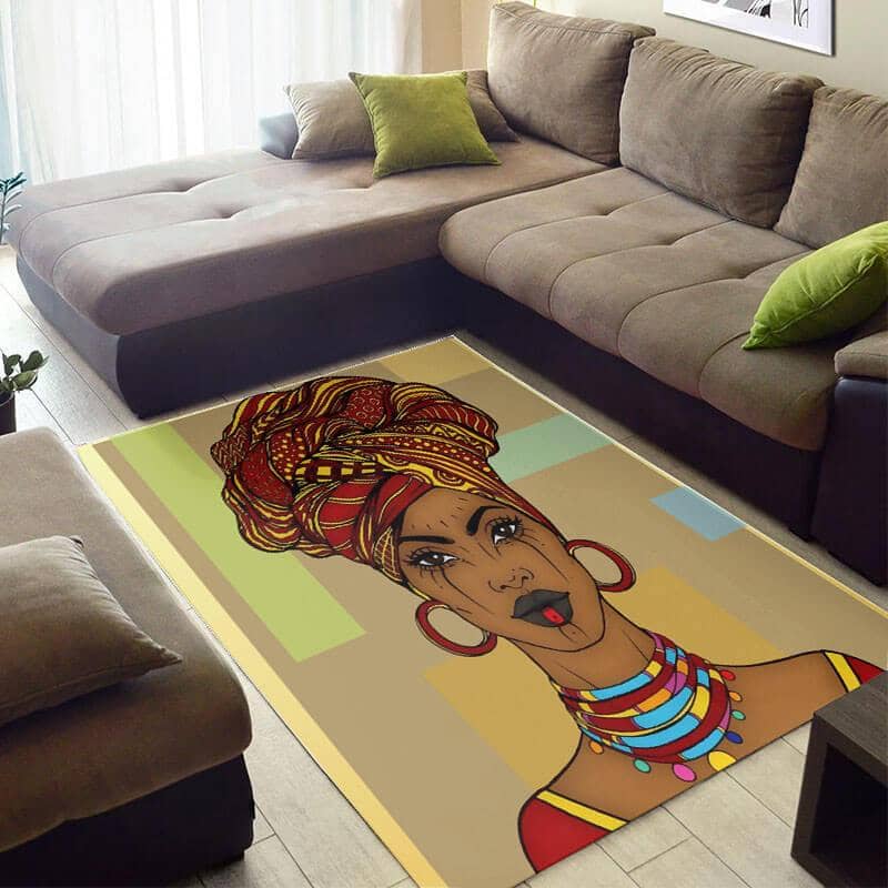 Trendy African Pretty Natural Hair Woman Design Floor Carpet Inspired Home Rug