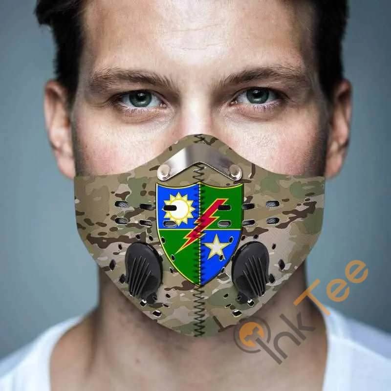 75th Ranger Regiment Camo Filter Activated Carbon Pm 2.5 Fm Face Mask