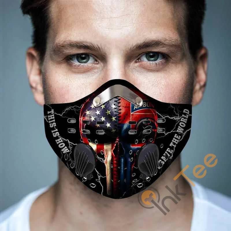 82nd Airborne Division Punisher Flagfilter Activated Carbon Pm 2.5 Fm Face Mask
