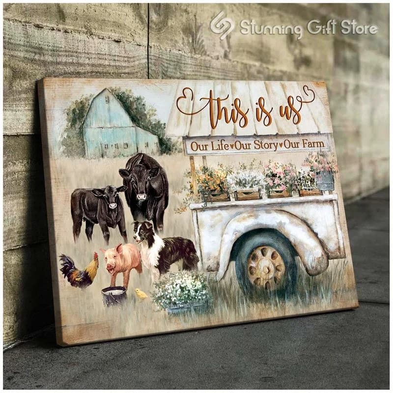 Farm This Is Us Our Life Our Story Our Farm Animal Farm (Black Angus) Unframed / Wrapped Canvas Wall Decor Poster