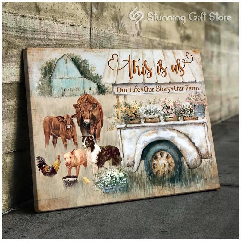 Farm This Is Us Our Life Our Story Our Farm Animal Farm (Red Angus) Unframed / Wrapped Canvas Wall Decor Poster