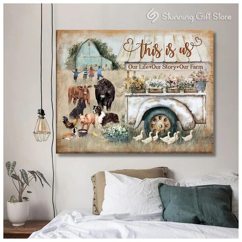 Farm This Is Us Our Life Our Story Our Farm Animal Farm (With Boys & Girls) Unframed / Wrapped Canvas Wall Decor Poster
