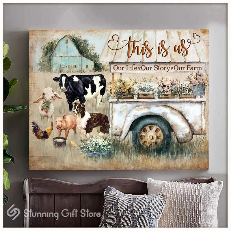 Farm This Is Us Our Life Our Story Our Farm Animal Farm (With Goat) Unframed / Wrapped Canvas Wall Decor Poster