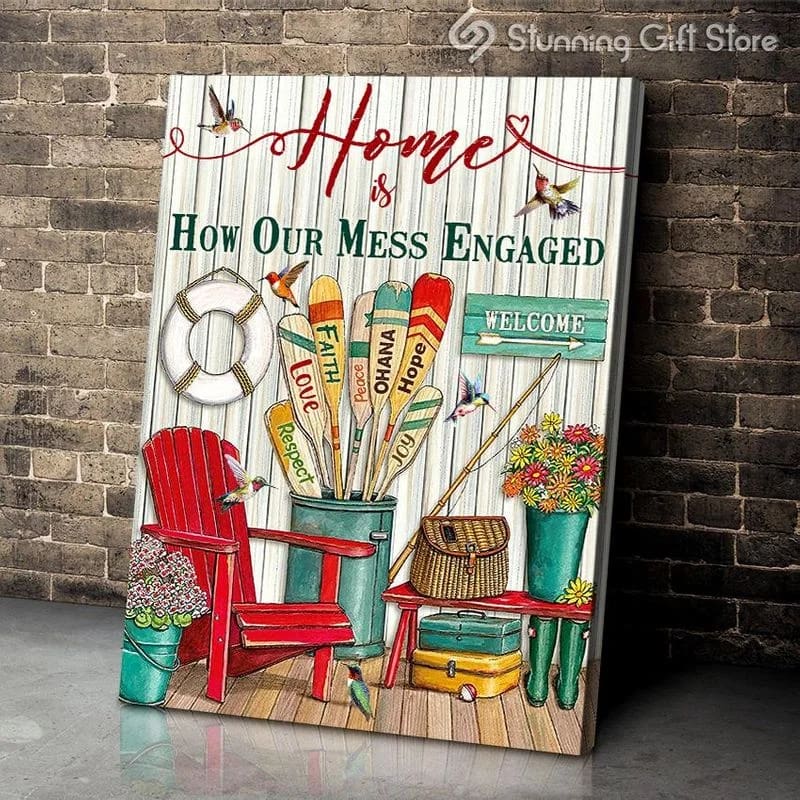 Hummingbird Home Is How Our Mess Engaged Unframed / Wrapped Canvas Wall Decor Poster