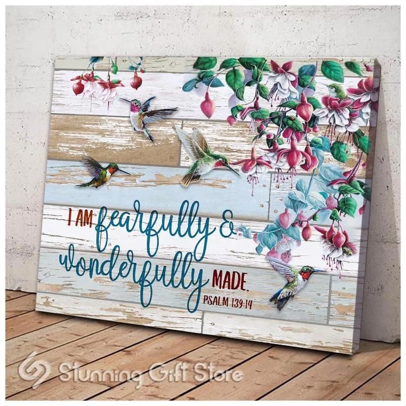 Hummingbird I Am Fearfully And Wonderfully Made Unframed / Wrapped Canvas Wall Decor Poster