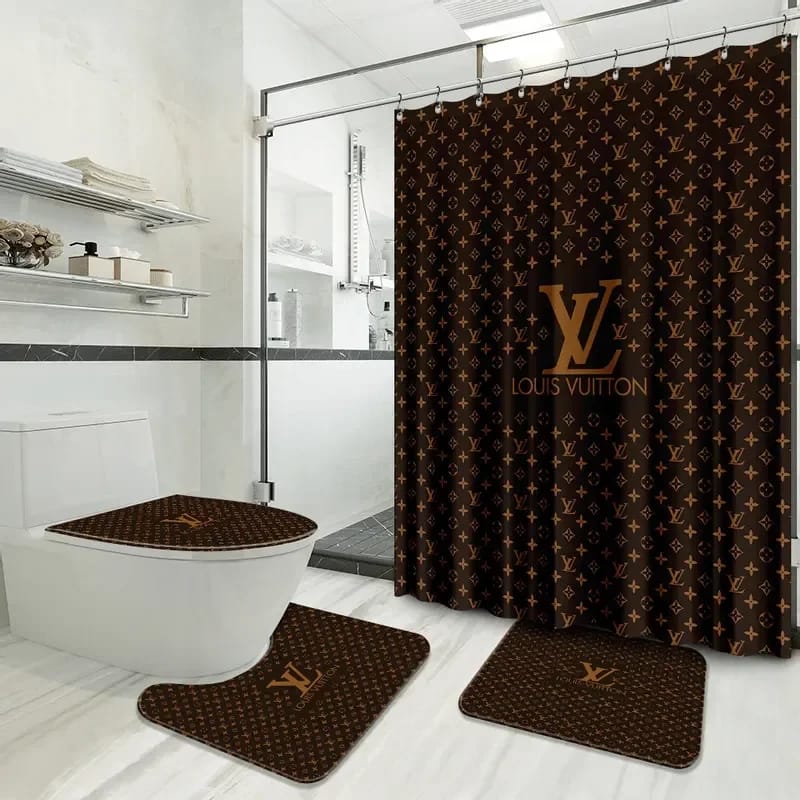 Louis Vuitton Brown Logo Limited Luxury Brand Bathroom Sets