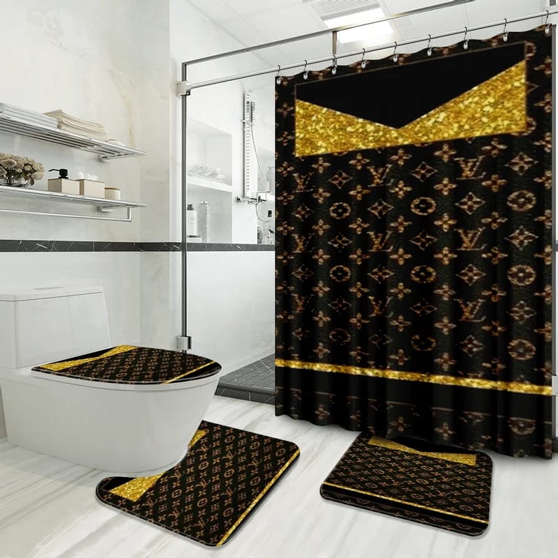 Louis Vuitton Golden Logo Luxury Brand Bathroom Sets