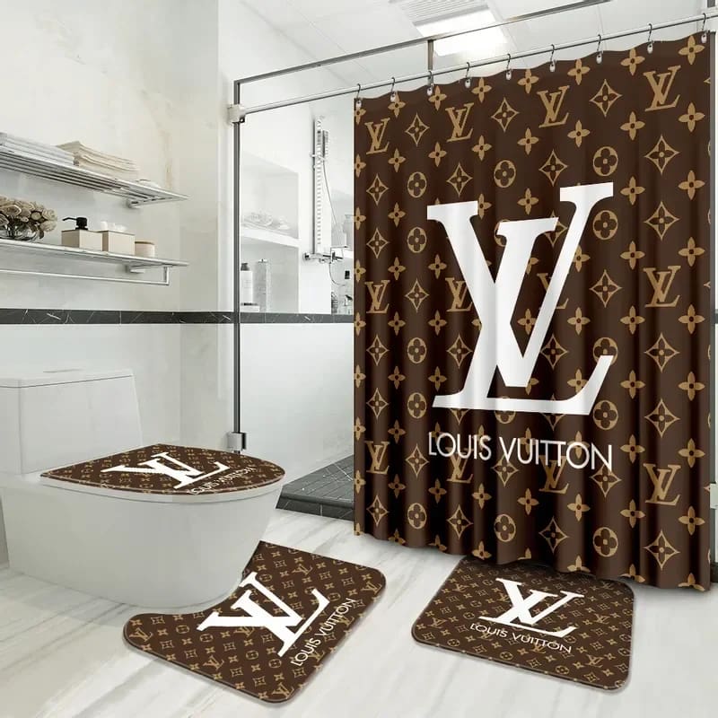 Louis Vuitton White Logo Limited Luxury Brand Bathroom Sets