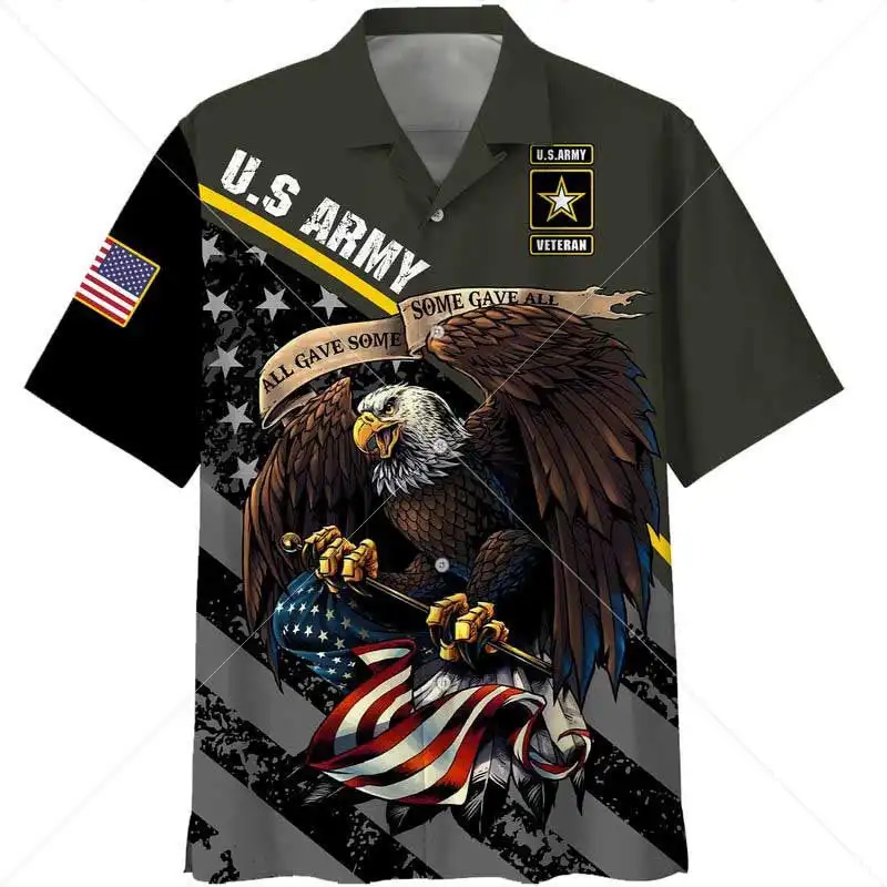 Us Military Veteran Eagle Army All Gave Some Soem Summer Vacation Hawaiian Shirts