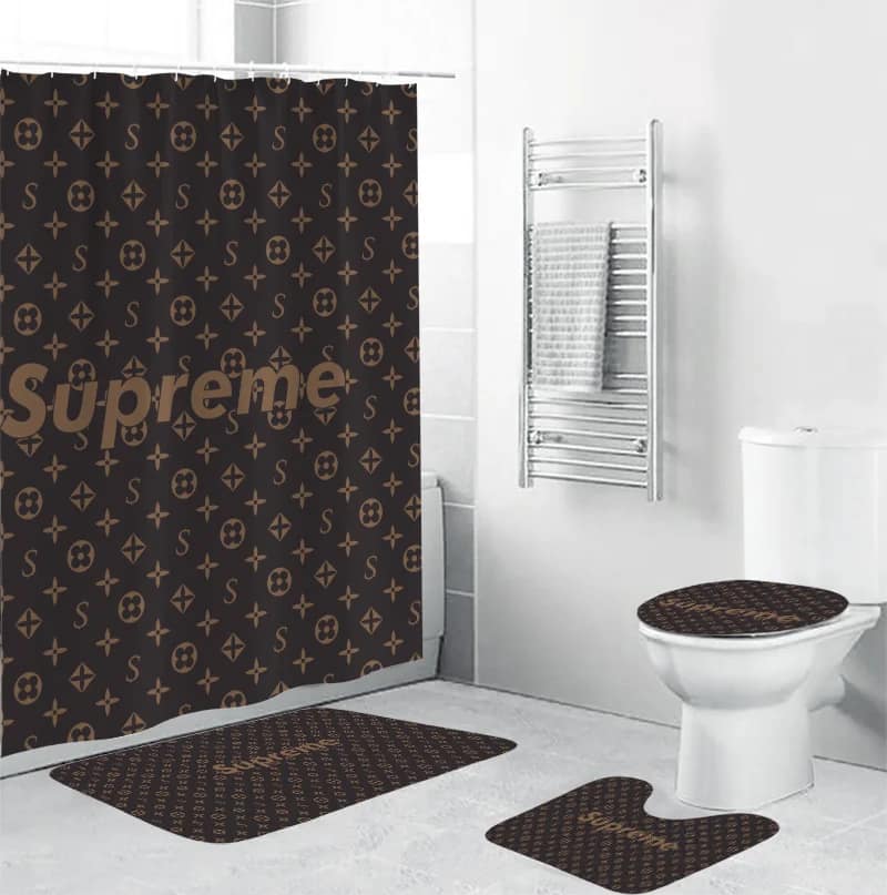 Louis Vuitton Supreme Red Luxury Brand Bathroom Sets