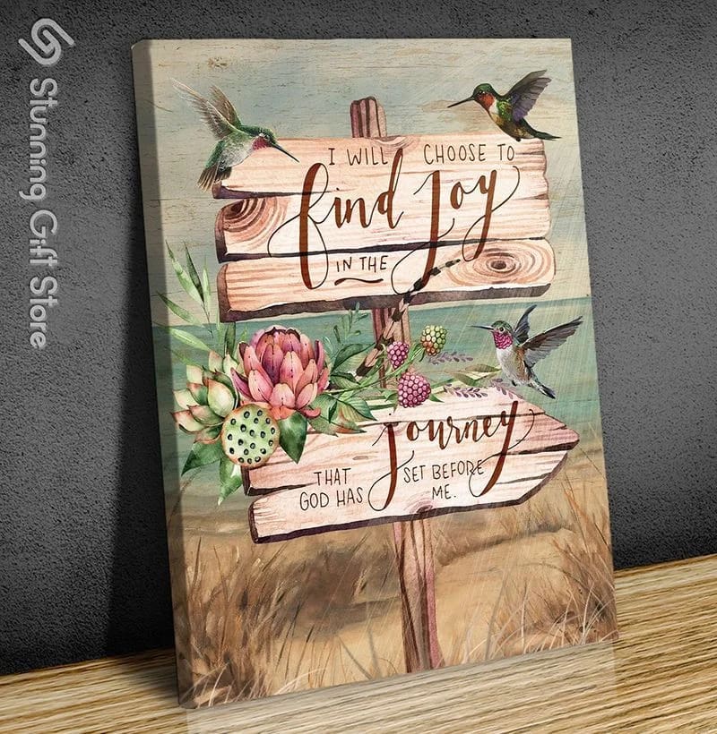 Hummingbird I Will Choose To Find Joy Unframed / Wrapped Canvas Wall Decor Poster