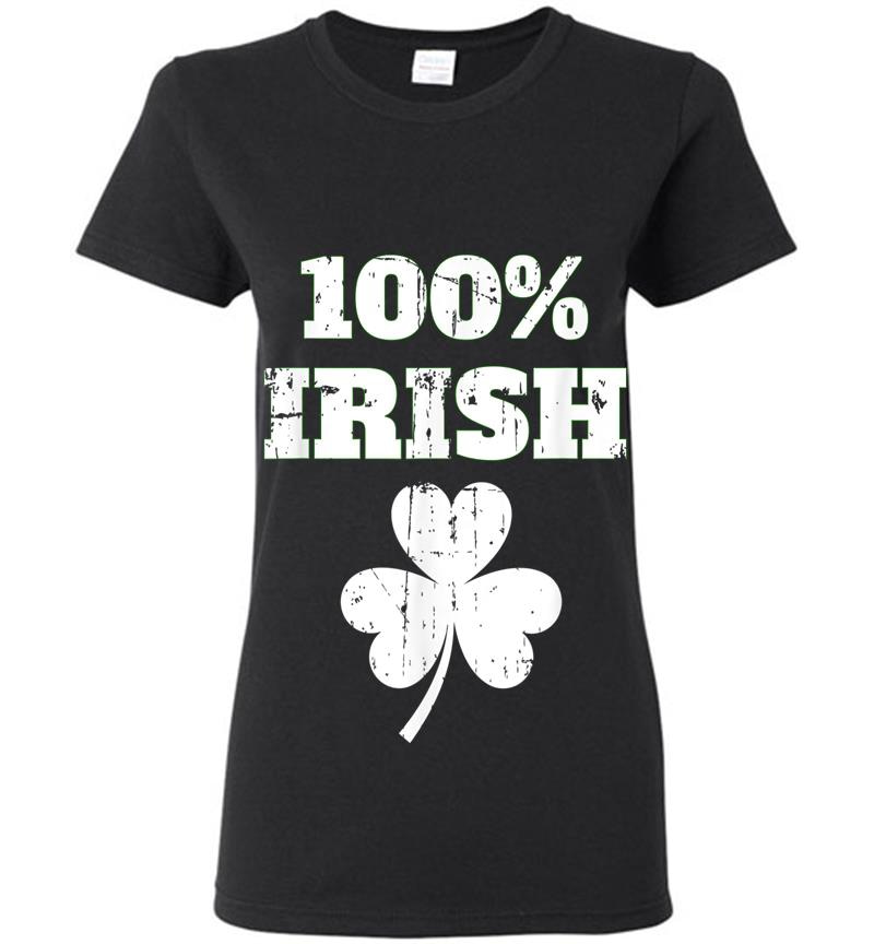 100% Irish Vintage Retro St Patricks Day Womens T-Shirt