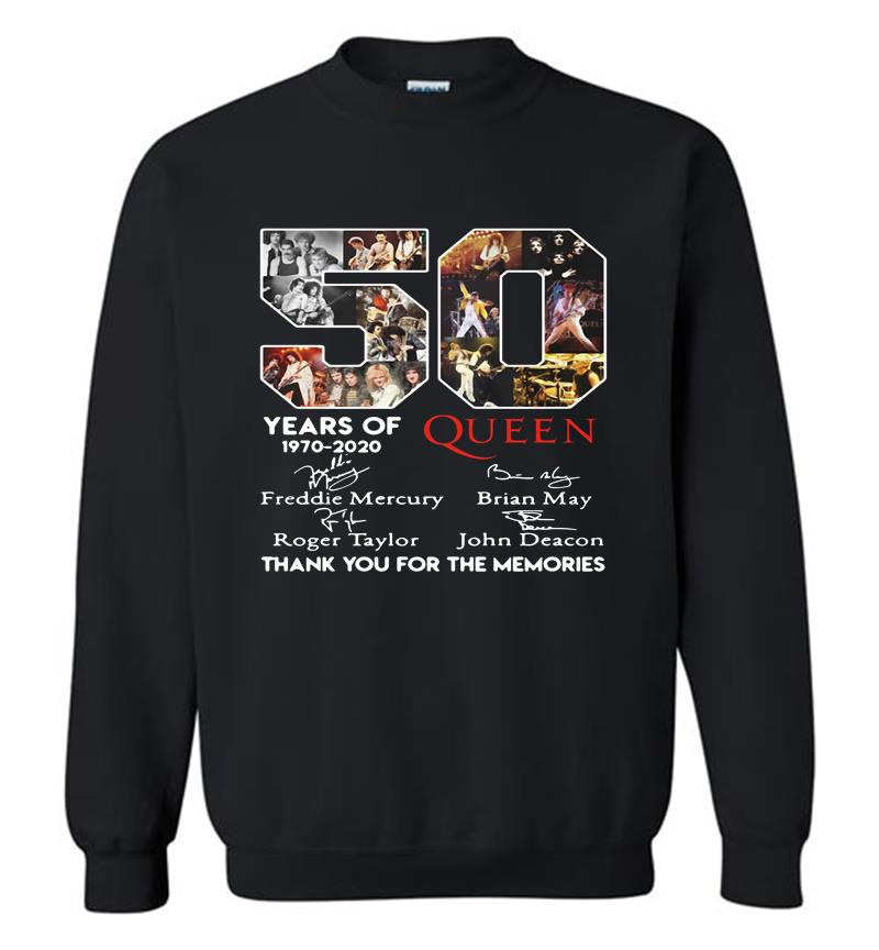 50Th Years Of Queen Band 1970-2020 Signature Thank You For The Memories Sweatshirt