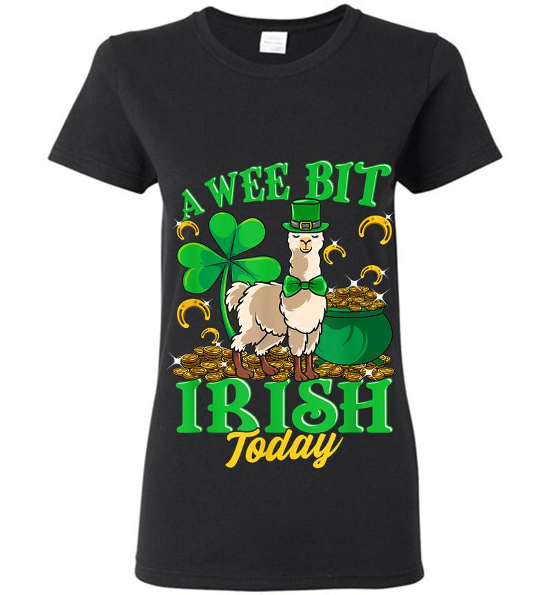 A Wee Bit Irish Today Llama Leprechaun St Patricks Day Womens T-Shirt
