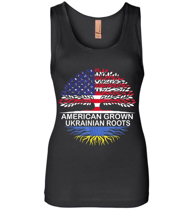 American Grown Ukrainian Roots Ukraine Flag Women Jersey Tank Top